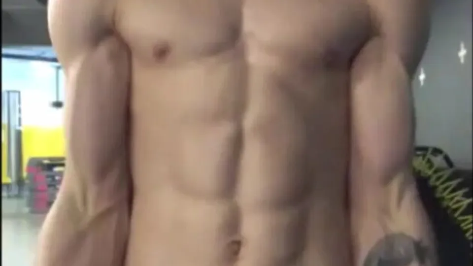 Muscle Boy Jerking Off at the Gym