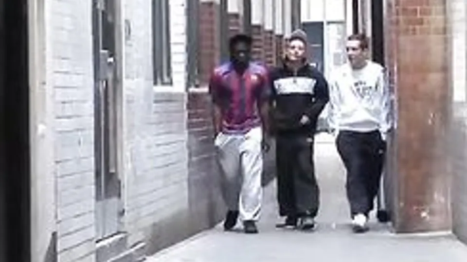Interracial threesome in white socks