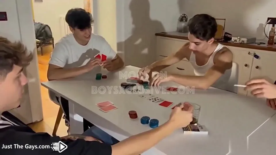 Italian twinks strip poker end in fuck fest