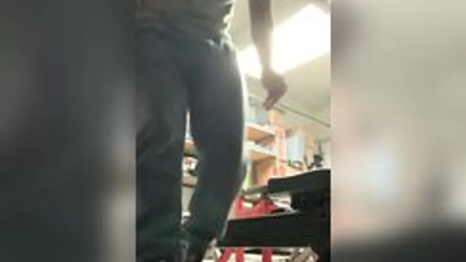 Jack Cassidy strips in garage and begs to be fucked