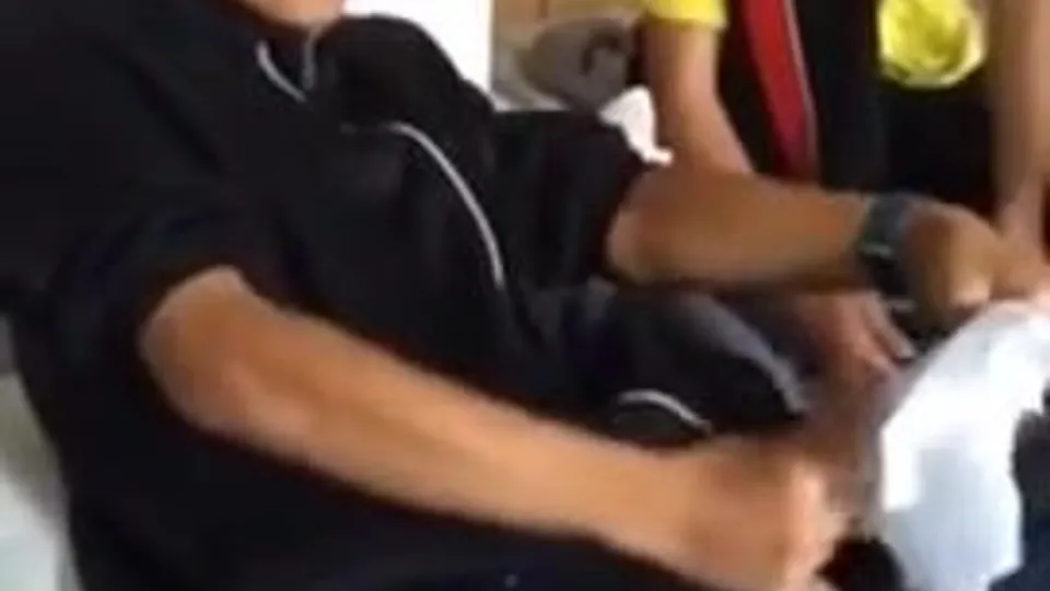 Japanese boy cum in front of friends 1