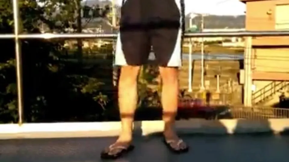 Japanese guy risky wanking in the public space - JW1