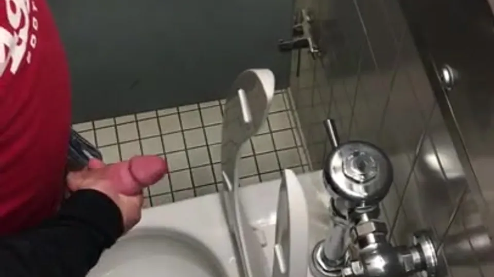 Jerking and Cumming in the Mens Room - ThisVid.com