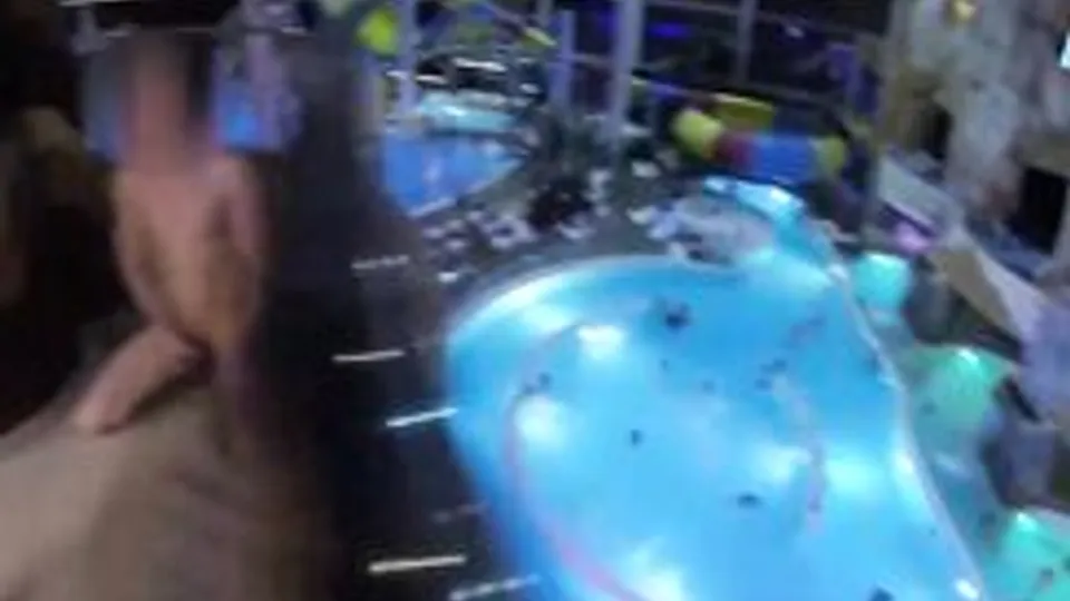 Jerking off in water park