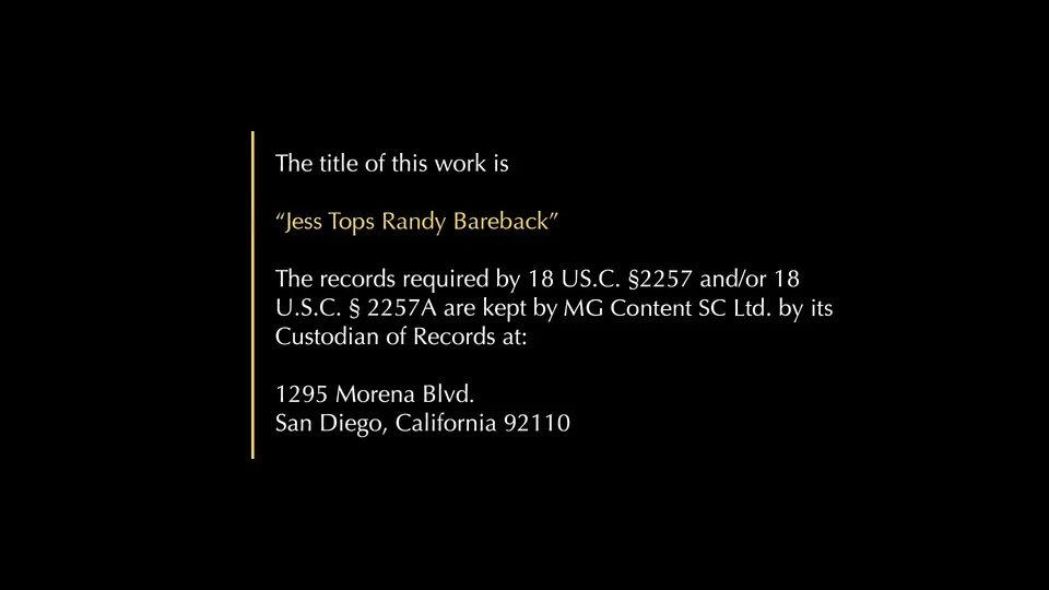 Jess Tops Randy - Bareback