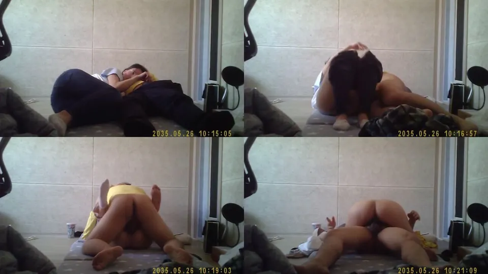 Korean fat boy and female secretary have sex at home and take a selfie  