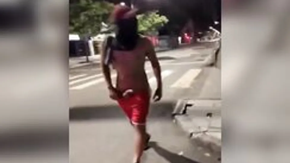 Latin exhibitionist on street public porn