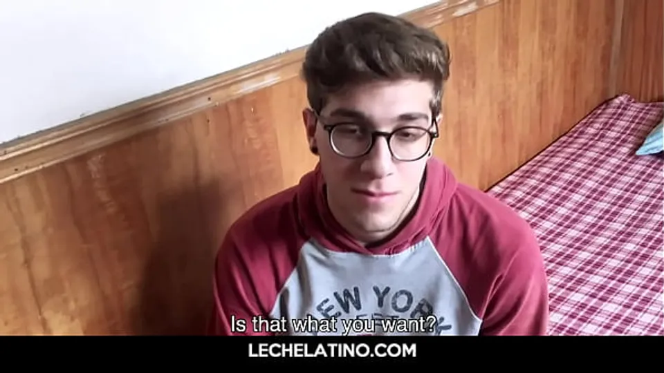 Latin nerd gets big dick jerked off by oily hand