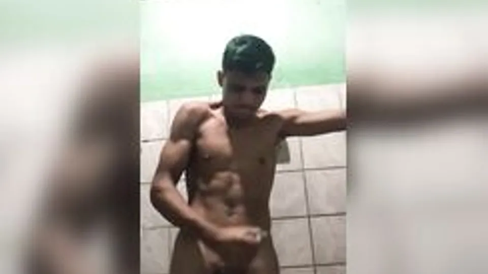 Latino muscle boy wanks and cums