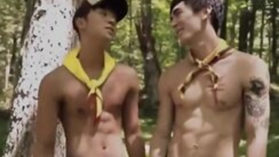 Asian Twinks Jerk Off in Woods