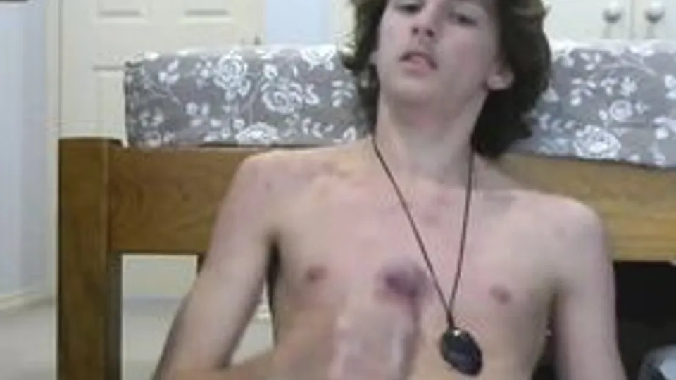 Long Hair Boy Eat His Own Cum