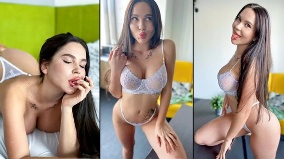 Long-haired brunette with big breasts gets high from cunnilingus