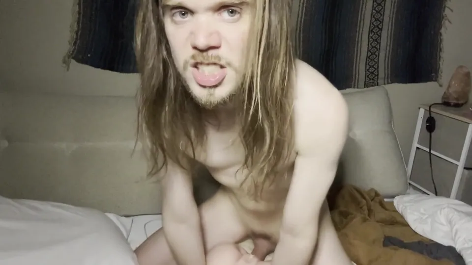Long haired guy licks his cum from his sex doll - ThisVid.com