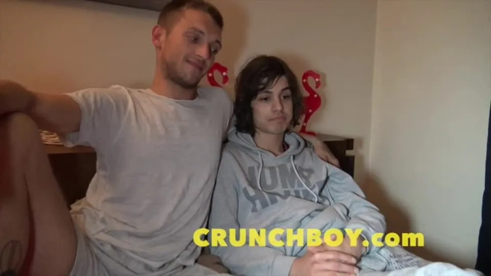 Long haired twink boy enjoys a blowjob