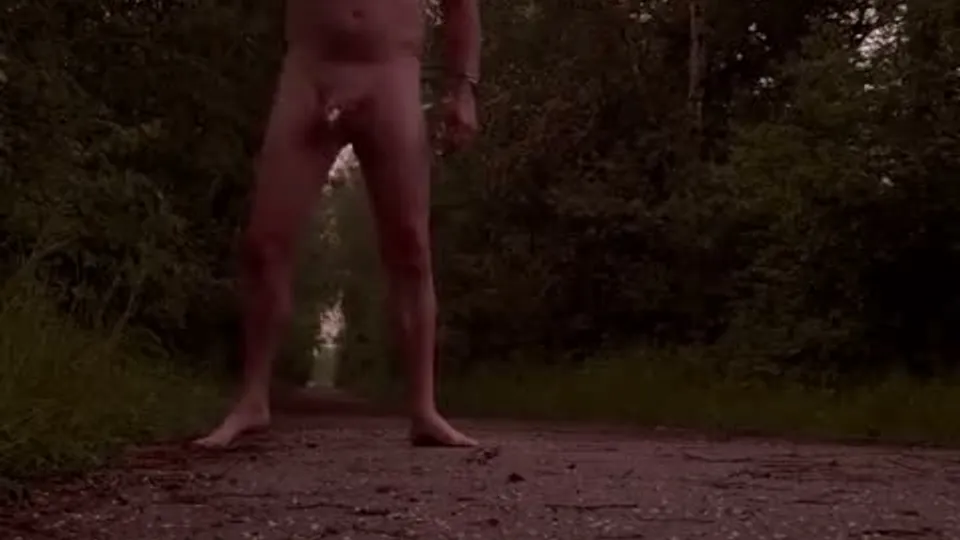 Long naked walk down lanes to river