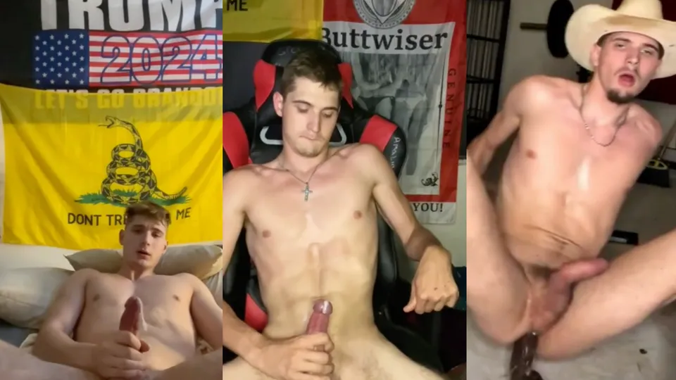 MAGA cowboy riding his dildo, jerkin his cock & cumming - ThisVid.com