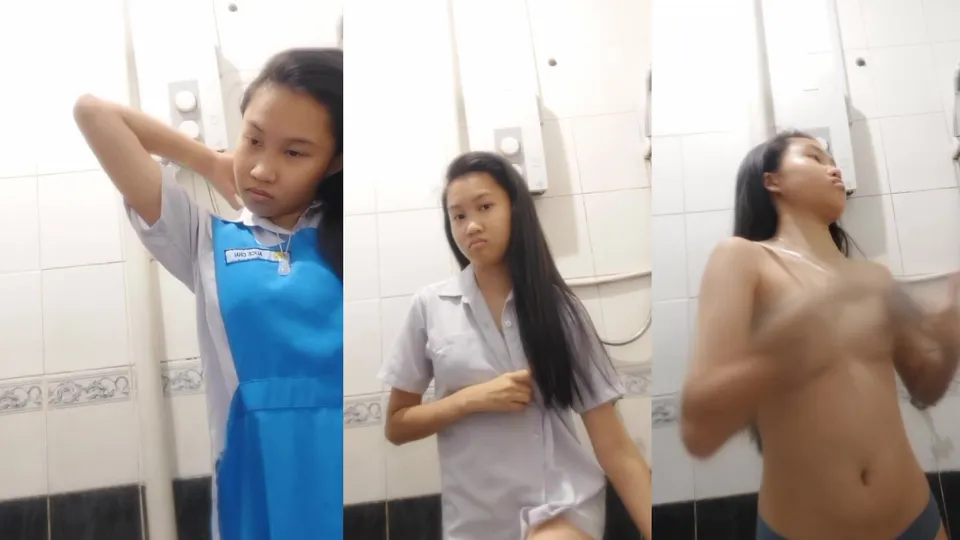 Malaysian li*** bitch takes off school uniform and masturbates 