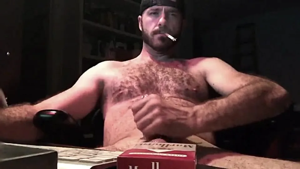 MAN SMOKE ARCHIVE - HAIRY STUD STROKES & SMOKES A RED - ThisVid.com
