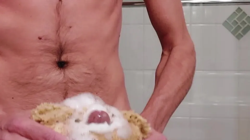 Massive Cumshot with 2 Sponges - ThisVid.com