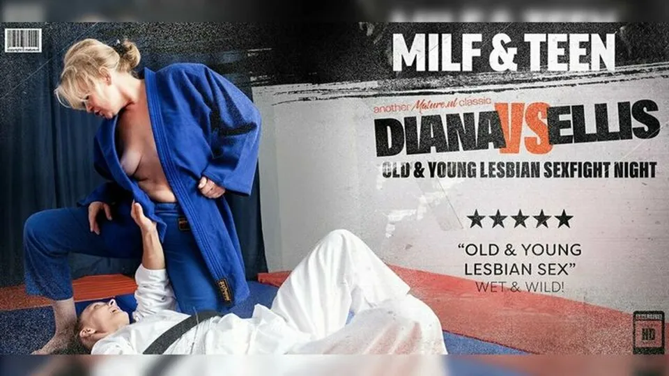 Mature.nl - DianaEllis Courtney - 57 year old MILF Diana gets wet with 26 year old Ellis in this old & young lesbian sexfight match 