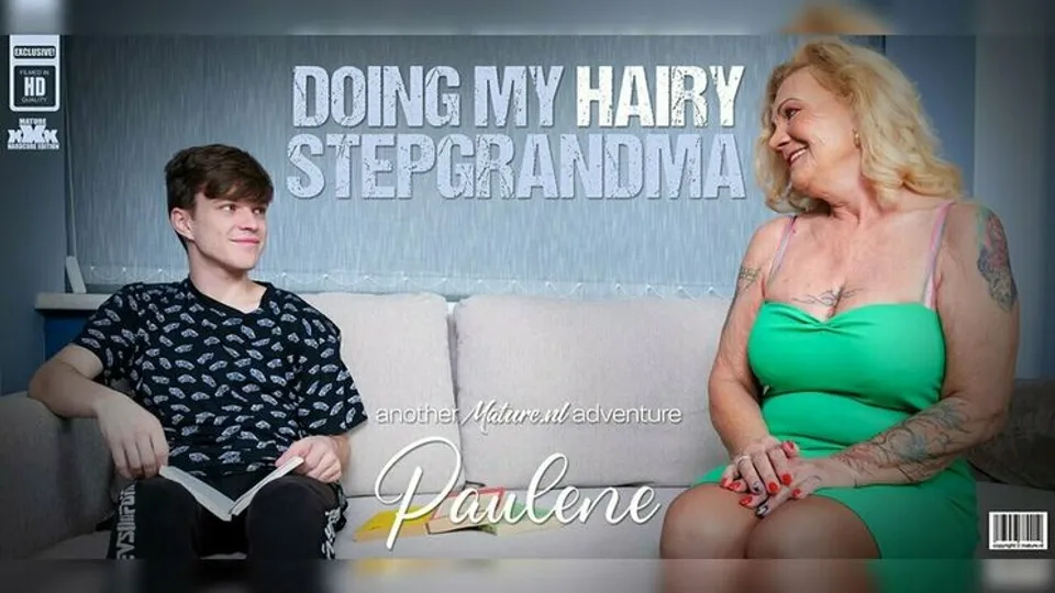 Mature.nl - PaulenePetr the Boy - Toyboy Petr is fucking his hairy 60 year old stepgrandma Paulene on her couch and gives her a facial 