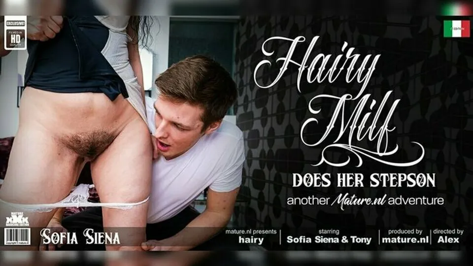 Mature.nl - Tony MilakSofia Siena (EU) - Toyboy gets seduced by his horny hairy MILF stepmom Sofia Siena into a great fuck adventure 