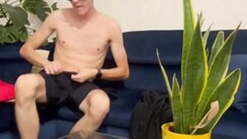 Twink Masturbates on Sofa
