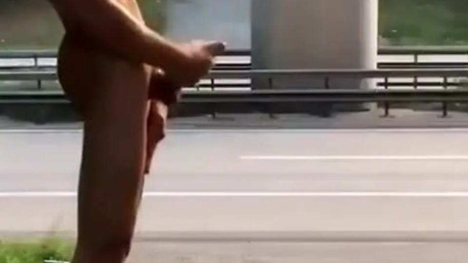 Motorway Jerk Off For Uncut Cock