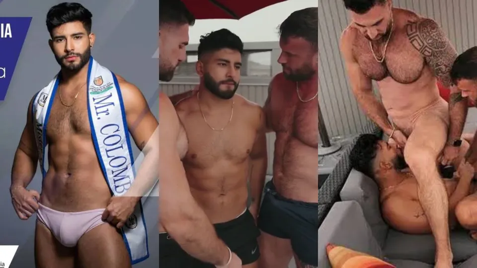 Mr Colombia Gets Fucked by Two Daddies