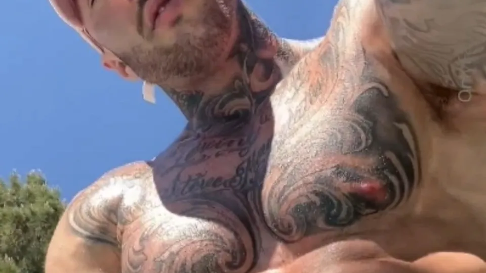Muscle Hunk Flexes and Teases
