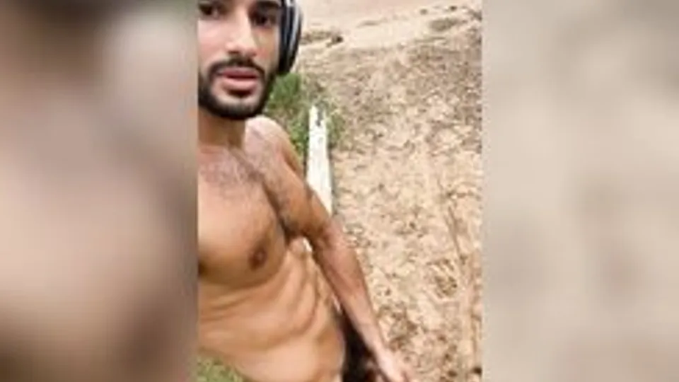Muscled Hairy Arab boy showing off