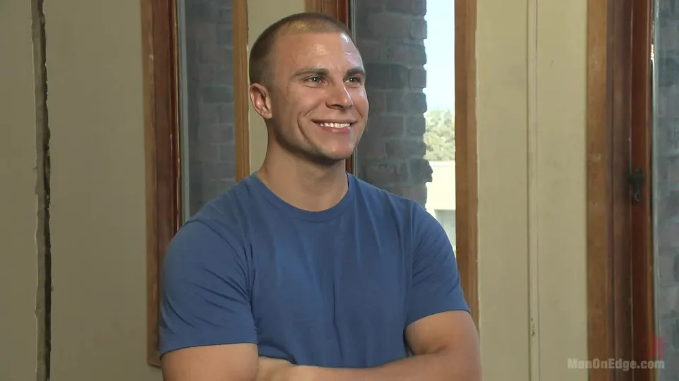 Muscled straight stud has his cock edged to the max!
