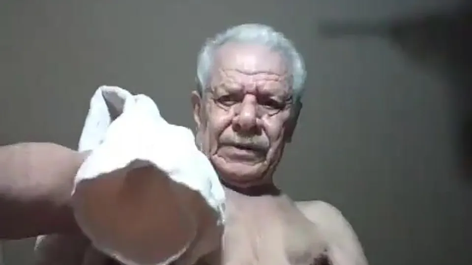 Mustache horny grandpa cum on cam - ThisVid.com