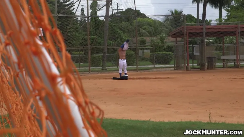 Naked baseball player loves wood