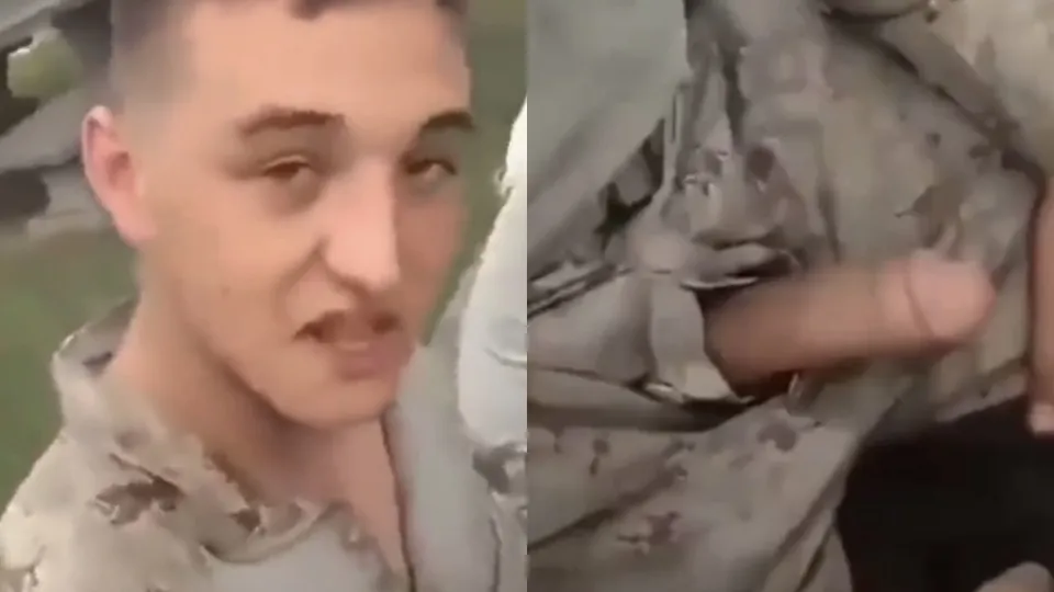 Naughty *SOLDIER* flashes his cock - ThisVid.com