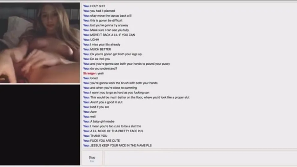 Blonde Teen Flashes and Fingers on Omegle