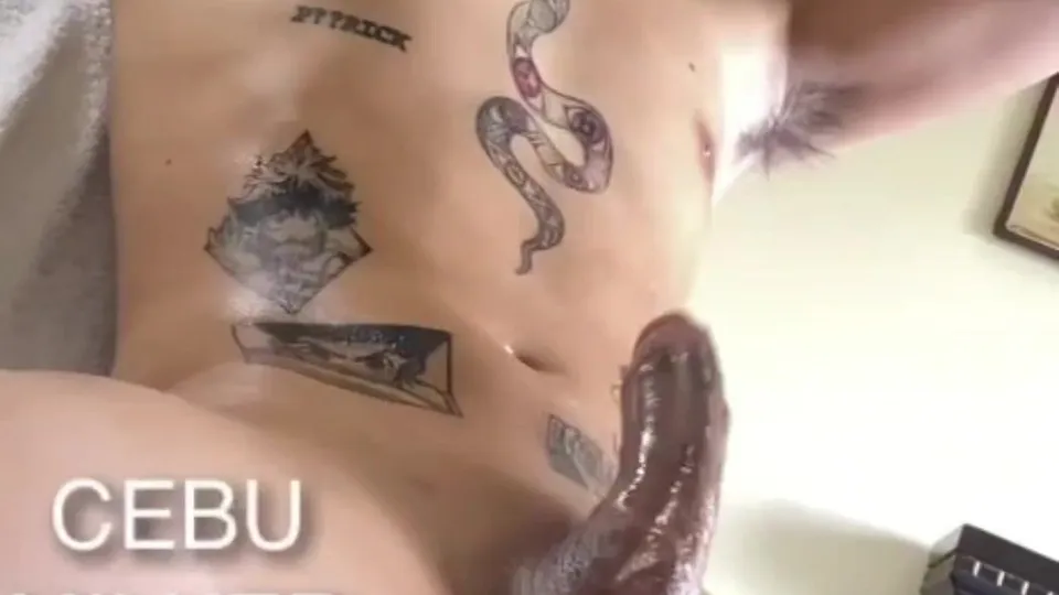 Orgasm control for tattooed man