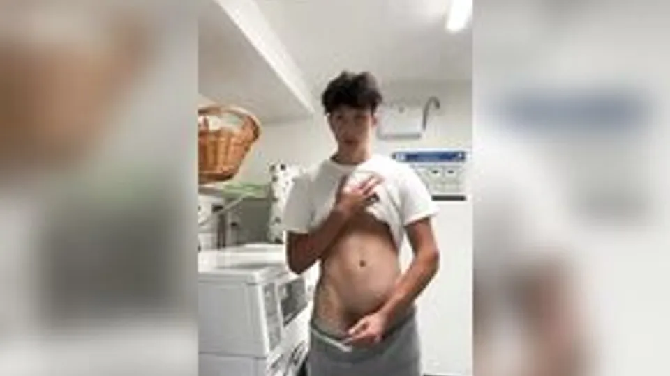 ouch.. Almost caught jerking off in the laundry room