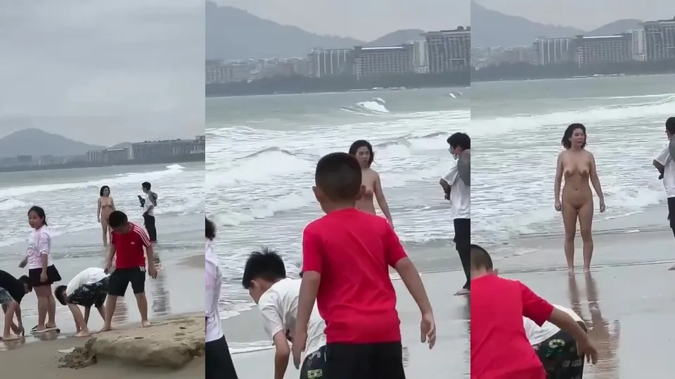 Outdoor shooting of nude women on Sanya Bay beach 