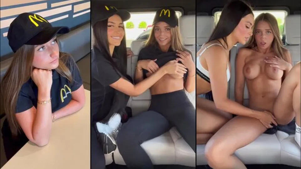Passionate girlfriends staged lesbian debauchery in the car