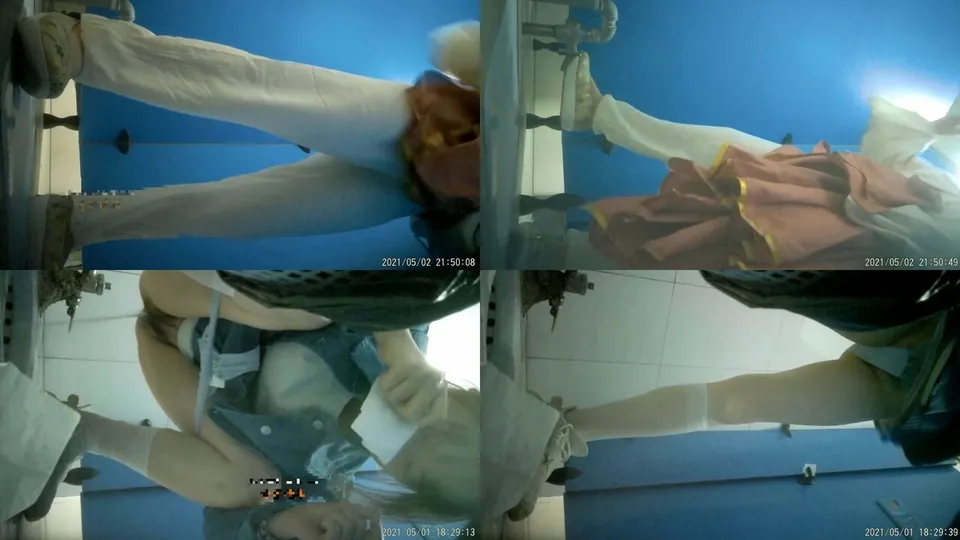 Peeping on multiple young ladies peeing in the toilet 