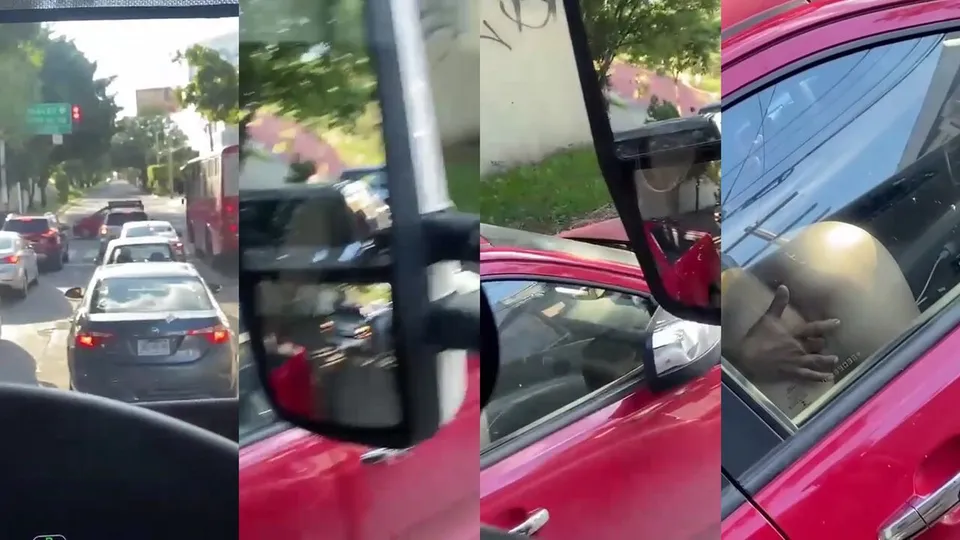 Picking pussy while driving 