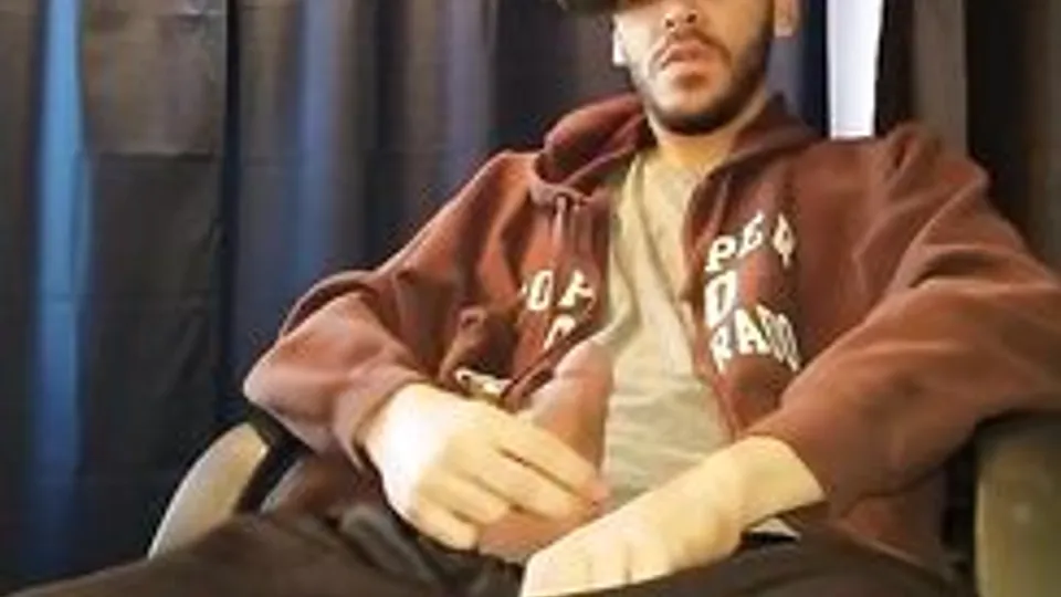 Pissing in sweat and hoodie