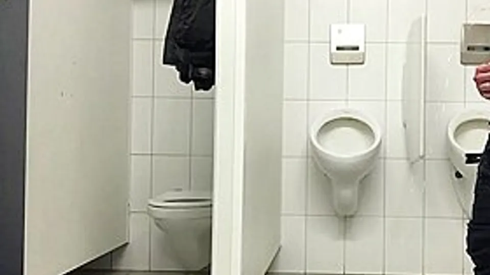 Pissing in the men's room NOT in the urinals - but first a bit of penis fun- Free Xxx Videos & Movies - againgay.com