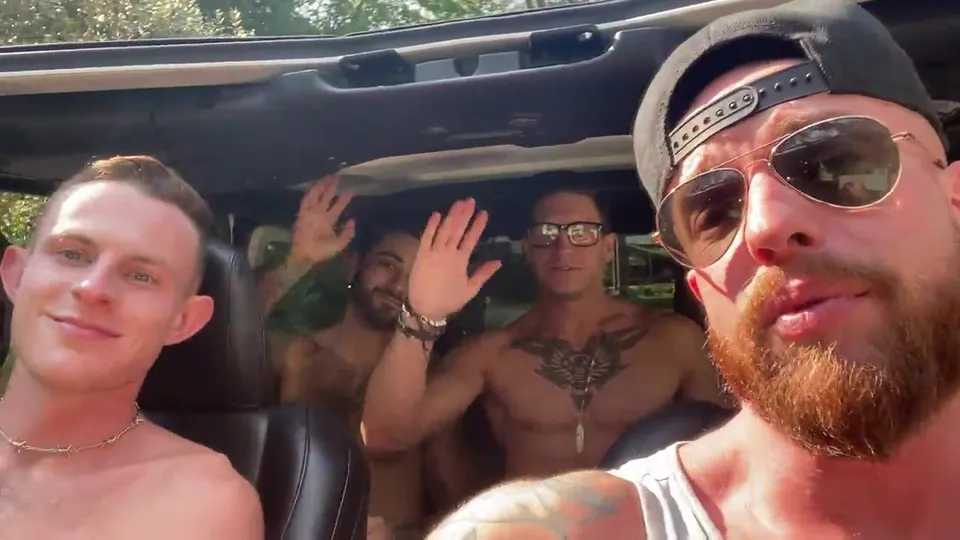Poolside group sex