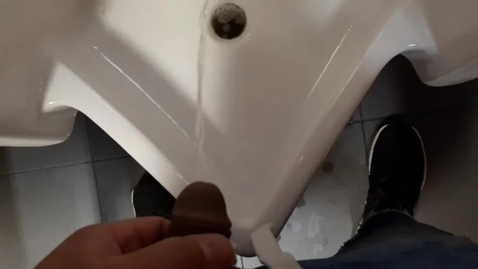 Public toilet Pissing after Holding it in all Day