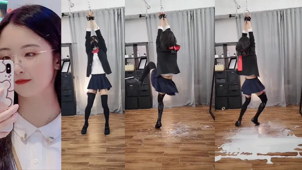 Pure girl SM electric shock training and dancing  