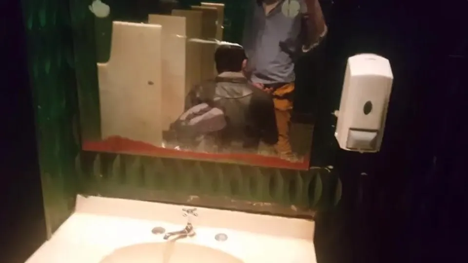 Really hot bathroom crusing blowjob - ThisVid.com