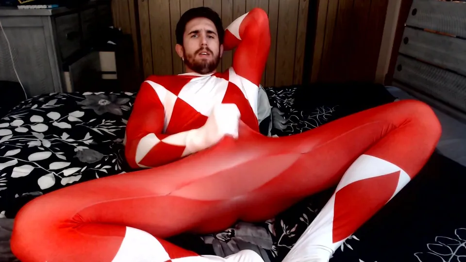 Red Power Ranger jerk off & cum - ThisVid.com
