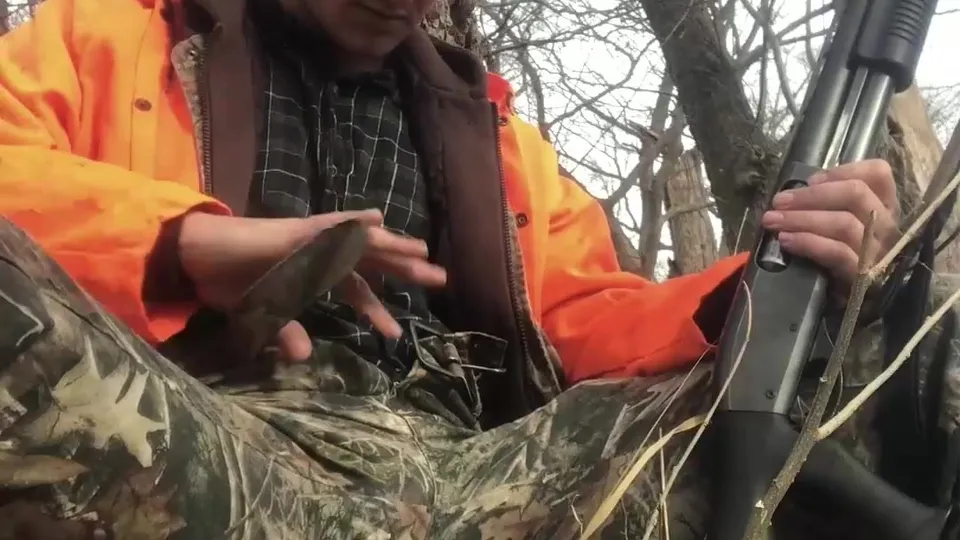 Redneck hunter jerks off & cums on his gun & licks it - ThisVid.com